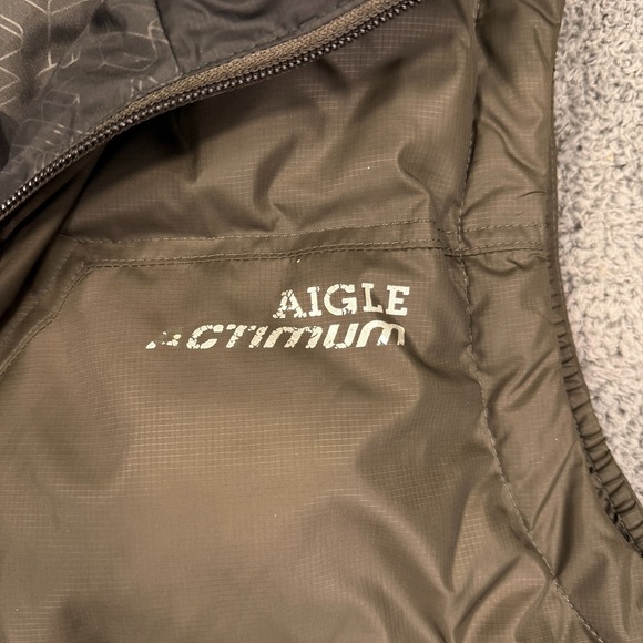 Aigle Actimum Puffer Vest Mens Large Grey Down Feather Outdoor Zip‎ Jacket - Picture 3 of 12